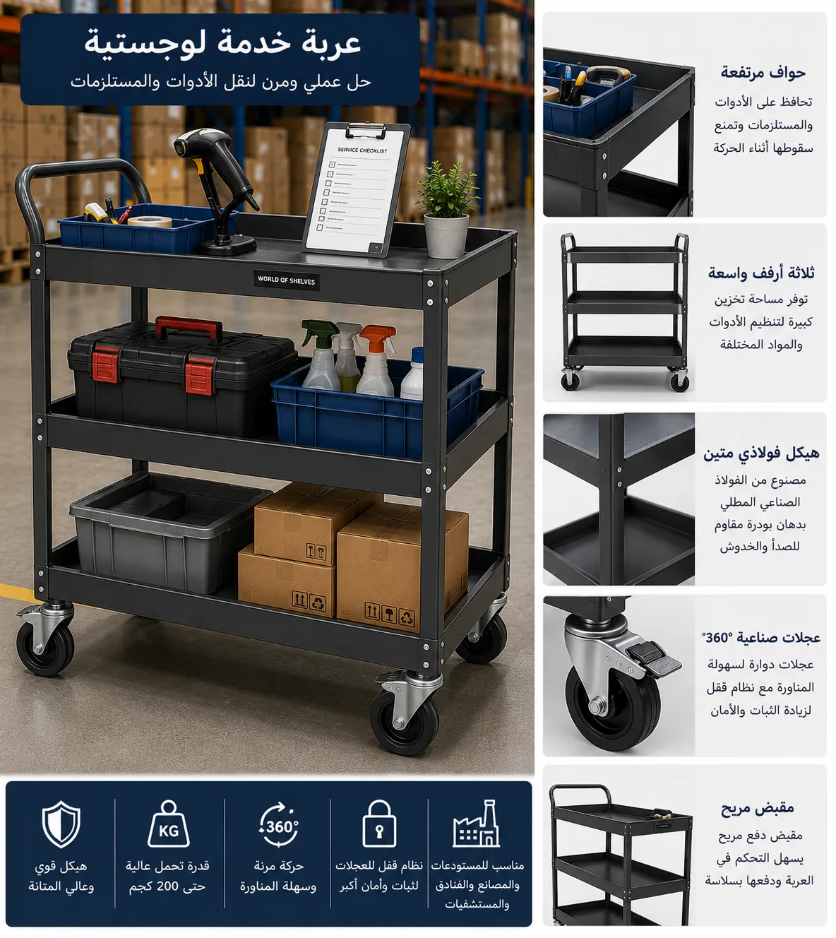Professional Multi-Tier Logistics Service Cart