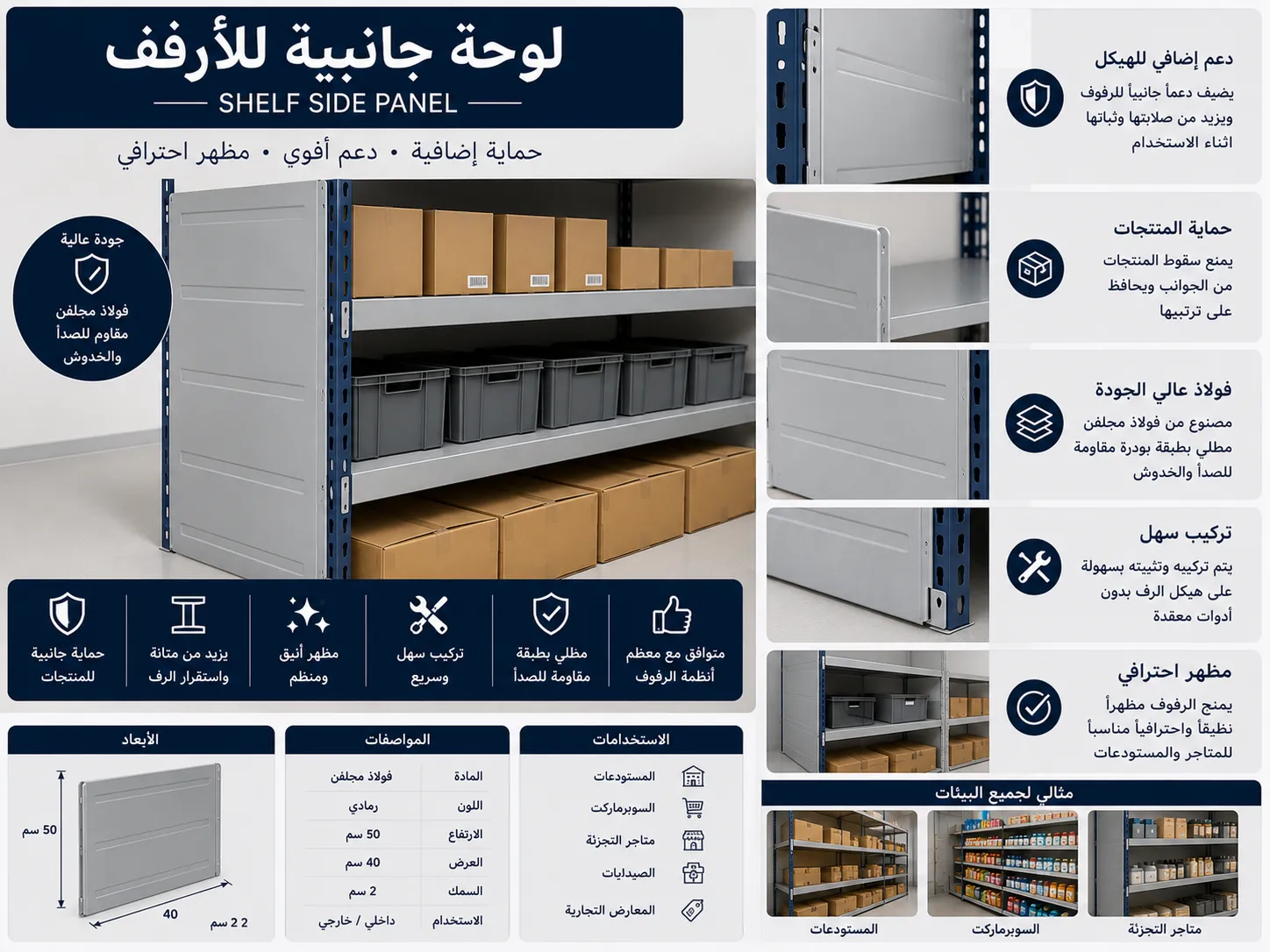Heavy-Duty Steel Shelf Side Panel